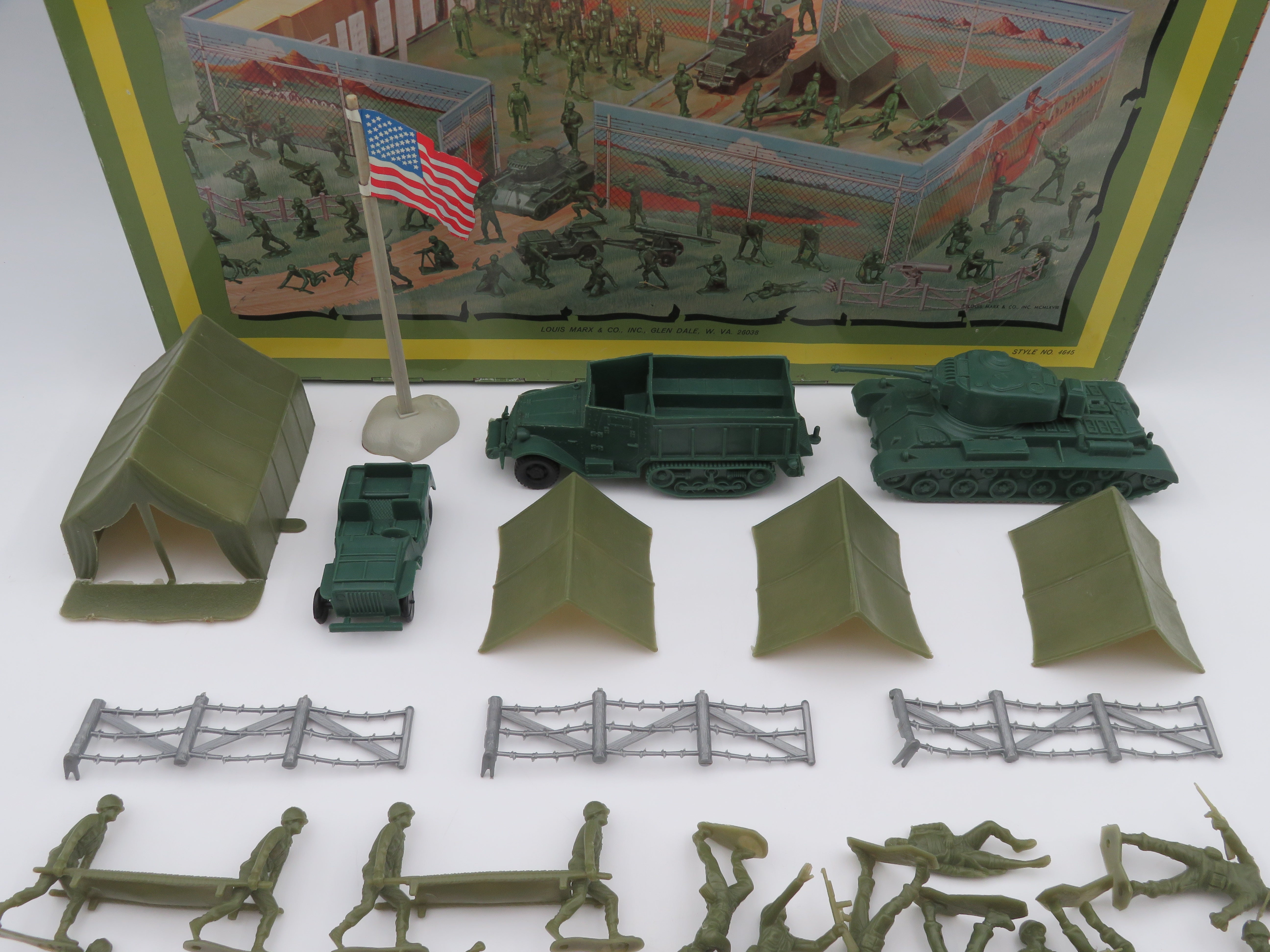 VINTAGE Carry All Action Boot Camp Tin Litho Playset - Louis Marx & Co. (c. 1960s) Collectible